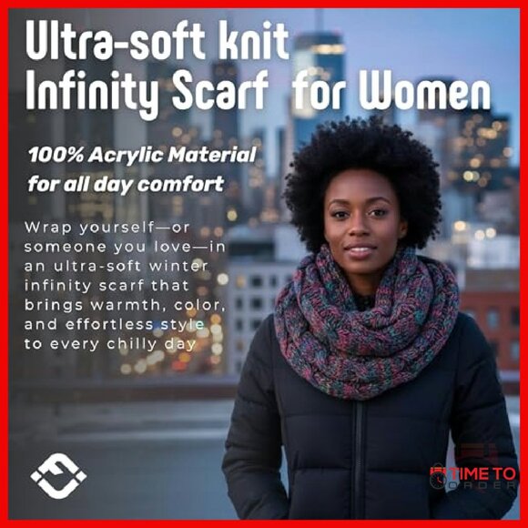 Oversized Chunky Infinity Scarf - Soft Acrylic Winter Wrap Cozy Style - Picture 5 of 8